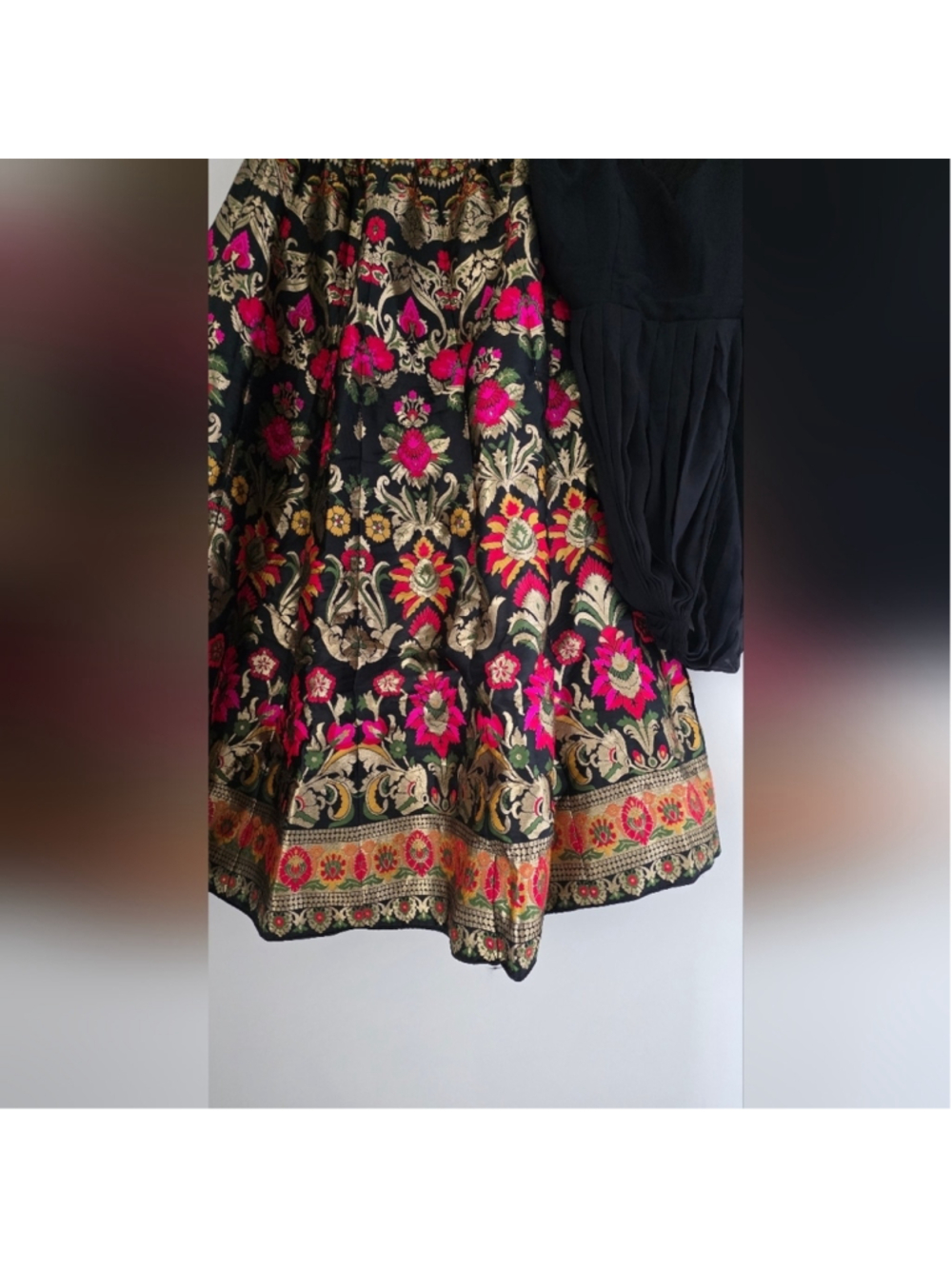 Black Zari Thread Work Banarasi Silk Lehenga Choli With Dupatta - Picture 5 of 13